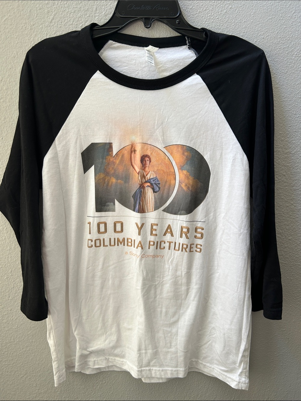 Bella+ Canvas Airlume Jersey White& Black “100 Years Columbia Pictures M